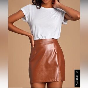 NWT Lulus Corte brown vegan leather mini skirt small